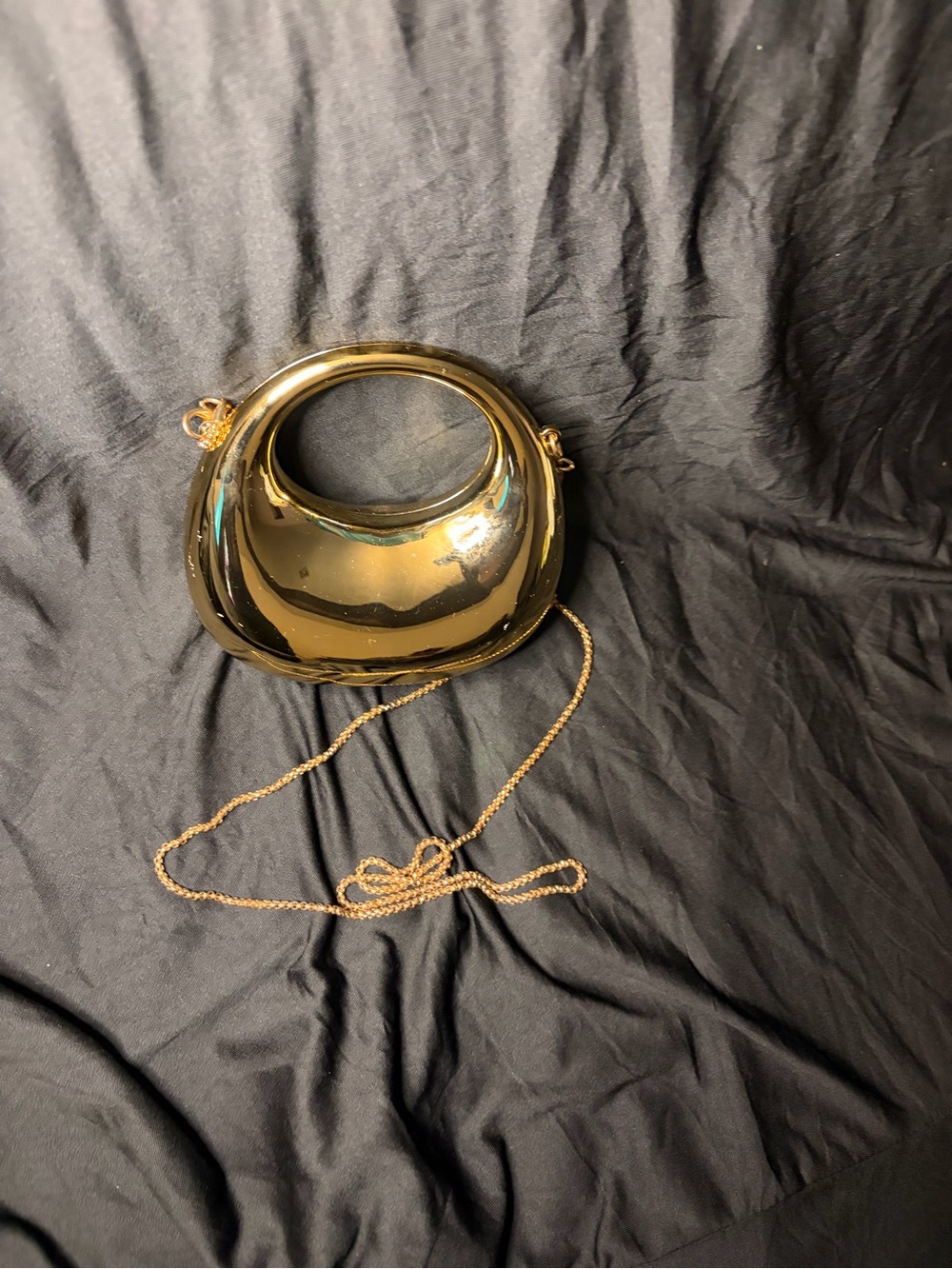 Gold Metallic Round Top-Handle Crossbody Bag